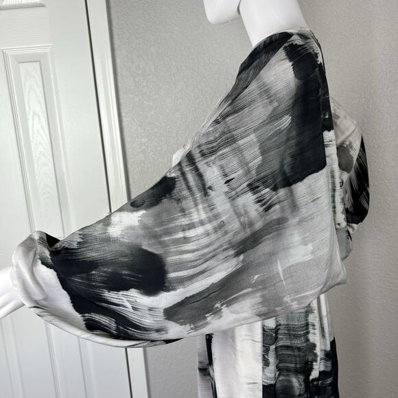 ASOS Maxi Dress Deep V-neck Batwing Sleeve Abstract Gray Black Lavender Size 10 - Picture 9 of 9